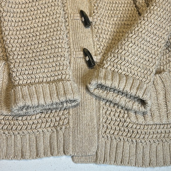 Talbots Chunky Knit Toggle Button Cotton/Wool Fisherman Cardigan Sweater Size L - Picture 6 of 15